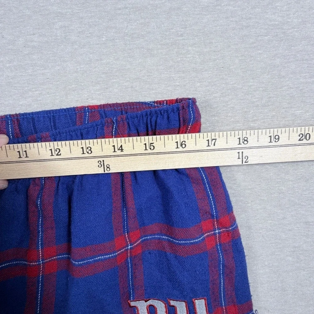NFL New York Giants Football Men Blue Red Plaid Pajama Lounge Pant Large NY Logo